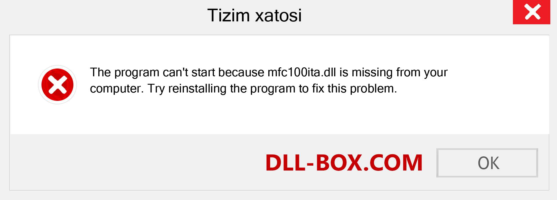 mfc100ita.dll fayli yo'qolganmi?. Windows 7, 8, 10 uchun yuklab olish - Windowsda mfc100ita dll etishmayotgan xatoni tuzating, rasmlar, rasmlar